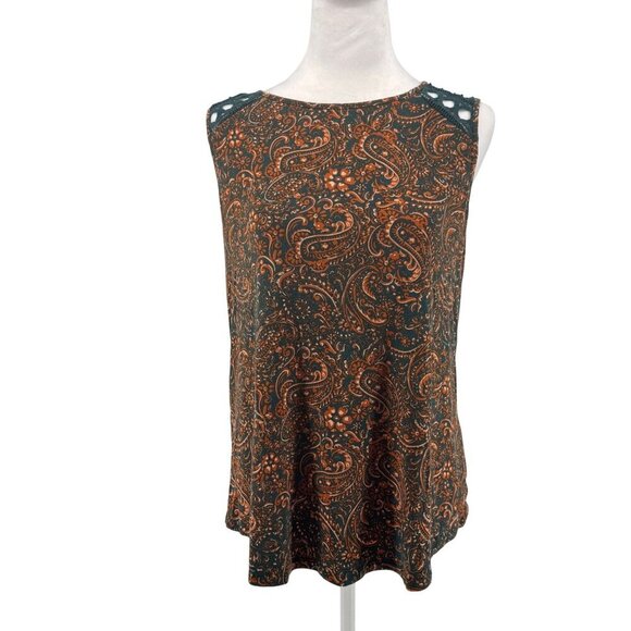Anthropologie Daniel Rainn Boho Paisley Sleeveless Top Sz M EUC Summer Vibes - Picture 1 of 8